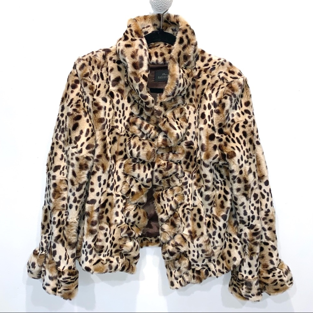 Fabulous Furs leopard print faux fur teddy - MED